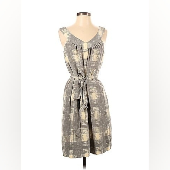 Marc Jacobs Gray Plaid Sleeveless V-Neck Dress Pockets Knee Length Classic XS - Picture 1 of 10